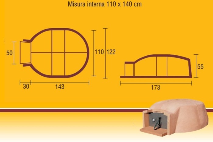 Forno a legna per la casa Allungato 110 x 140 cm - immagine 3